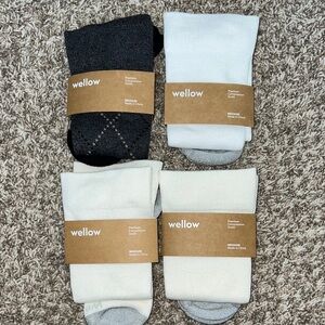 Wellow Premium Compression Socks - Black, White and 2 Cream (Set of 4!)